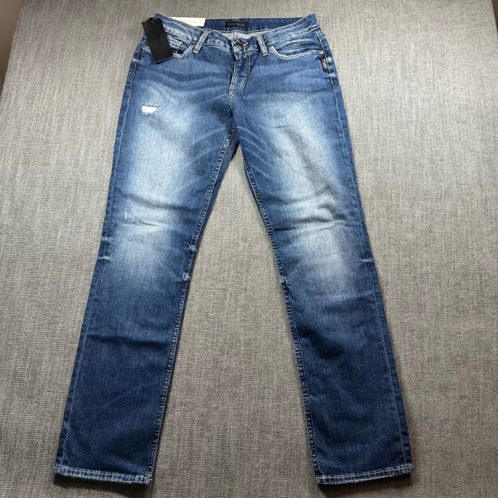 Silver Jeans Suki Straight Jeans Womens 29x30 Blue NEW Mid Rise Curvy